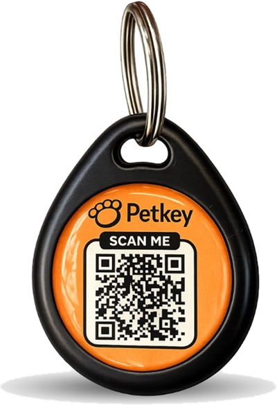The Petkey QR Smart ID Tag included with Petkey Plus